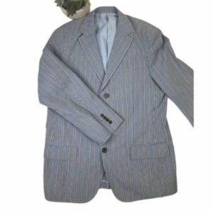 Martin Gordon Mens Seersucker Blazer Sportscoat Size XL Blue Gray Striped